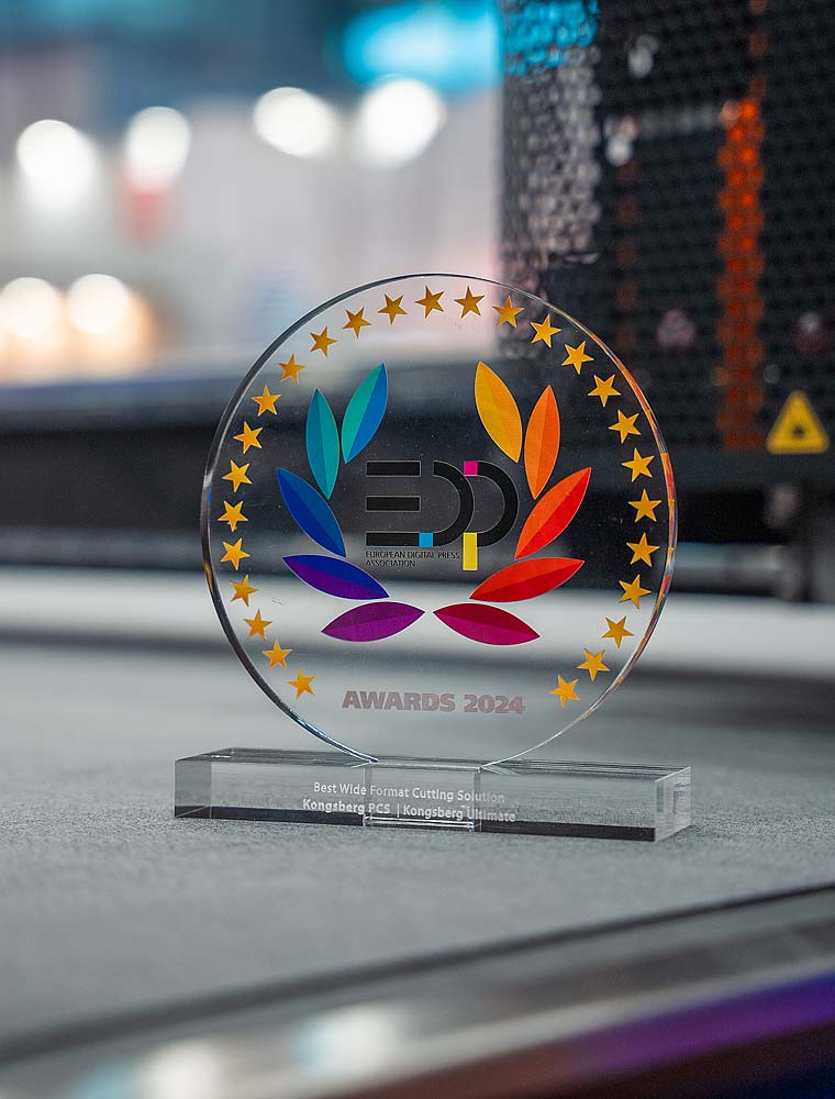 La Kongsberg Ultimate ha sido nombrada Mejor Solución de Corte de Gran Formato en los EDP Awards, ocupando el primer puesto en la ceremonia de entrega de premios celebrada en drupa 2024